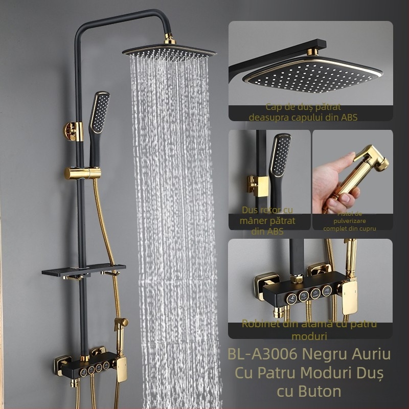 Set de duș cu corp din alamă, instalare în perete, controlul temperaturii cu afișaj digital, temperatură constantă, model KABEI-JS61