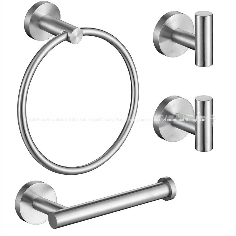 Set de inele pentru prosoape din oțel inoxidabil, finisaj Brushed, capacitate de încărcare 30 kg, 1 nivel, depozitare în baie (Material: Oțel inoxidabil; Finisaj: Brushed; Capacitate: 30 kg; Niveluri: 1; Funcție: Depozitare)