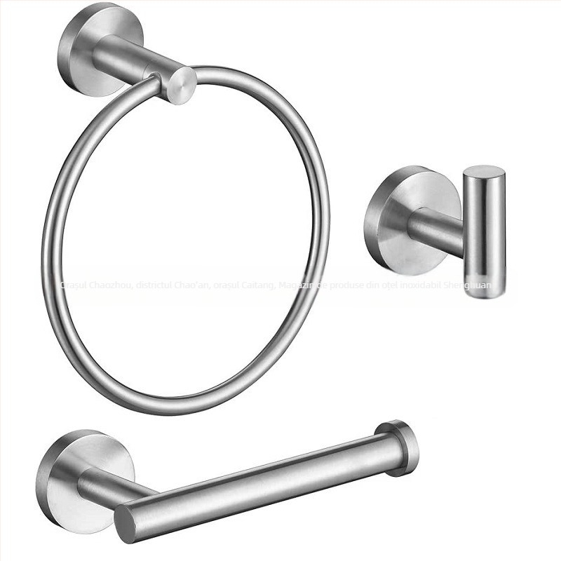 Set de inele pentru prosoape din oțel inoxidabil, finisaj Brushed, capacitate de încărcare 30 kg, 1 nivel, depozitare în baie (Material: Oțel inoxidabil; Finisaj: Brushed; Capacitate: 30 kg; Niveluri: 1; Funcție: Depozitare)