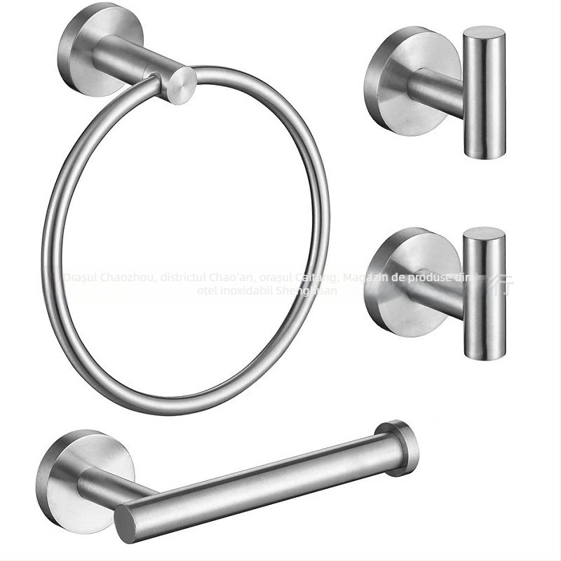 Set de inele pentru prosoape din oțel inoxidabil, finisaj Brushed, capacitate de încărcare 30 kg, 1 nivel, depozitare în baie (Material: Oțel inoxidabil; Finisaj: Brushed; Capacitate: 30 kg; Niveluri: 1; Funcție: Depozitare)