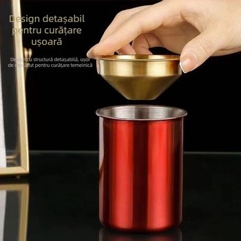 Scrumieră din oțel inoxidabil, formă de pâlnie, cu capac – pentru casă și birou, prevenire vărsare cenușii