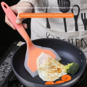 Leban spatulă de bucătărie din silicon — silicon alimentar, rezistent la temperaturi înalte, antiaderentă, anti-alunecare, protecție împotriva arsurilor