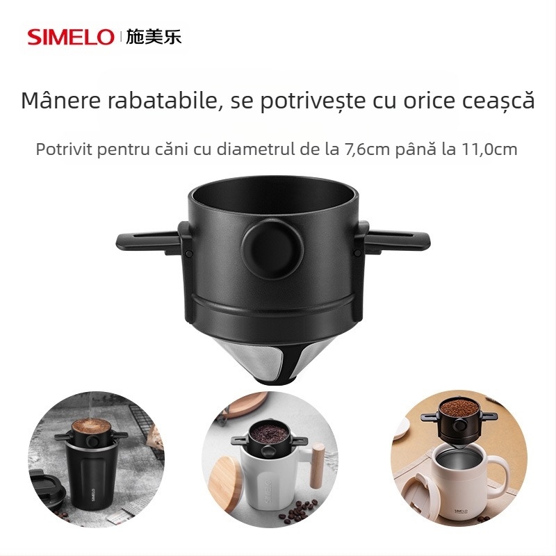 Filtru pour-over de cafea din oțel inoxidabil 304, pliabil, pentru uz casnic, SIMELO