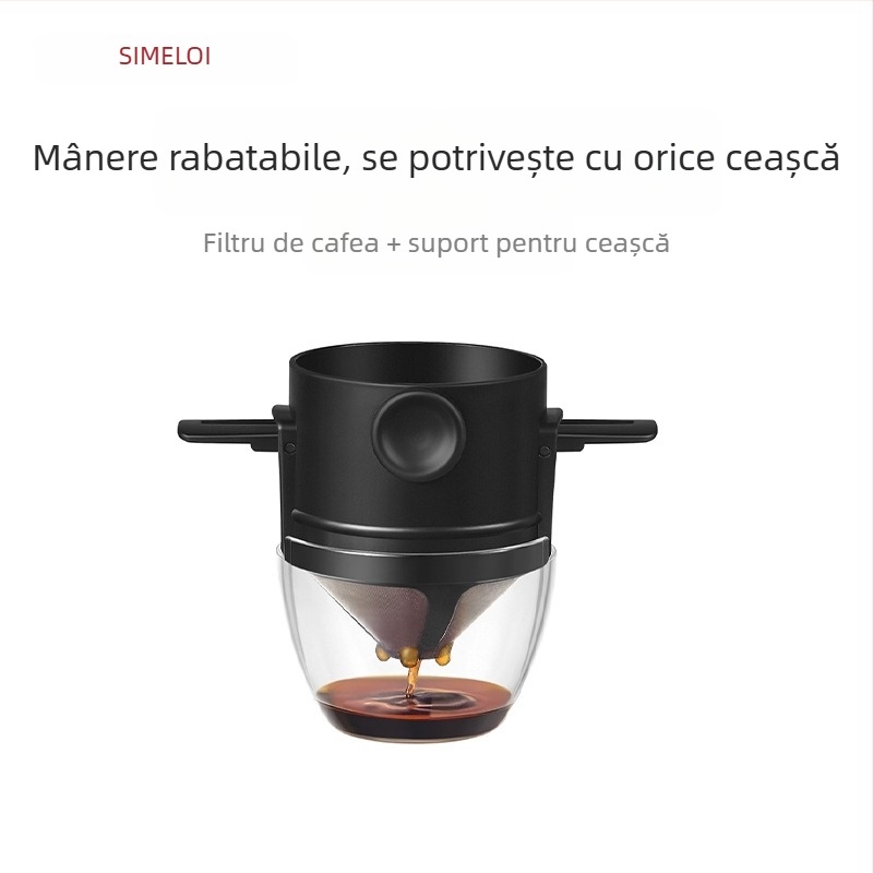 Filtru pour-over de cafea din oțel inoxidabil 304, pliabil, pentru uz casnic, SIMELO