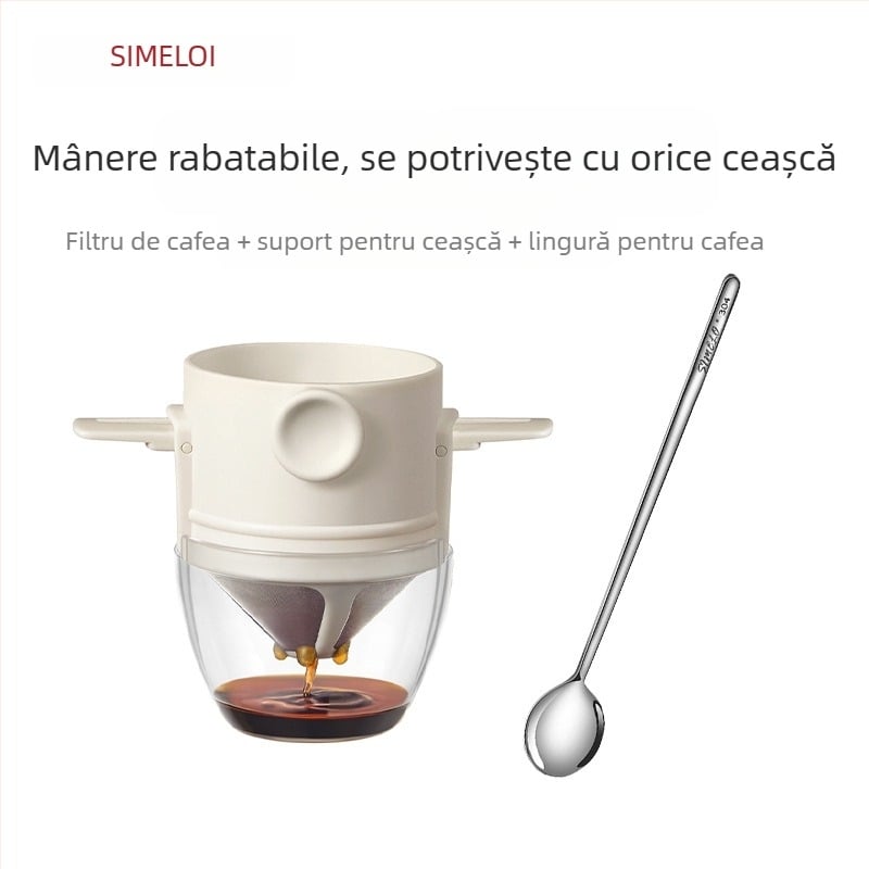 Filtru pour-over de cafea din oțel inoxidabil 304, pliabil, pentru uz casnic, SIMELO