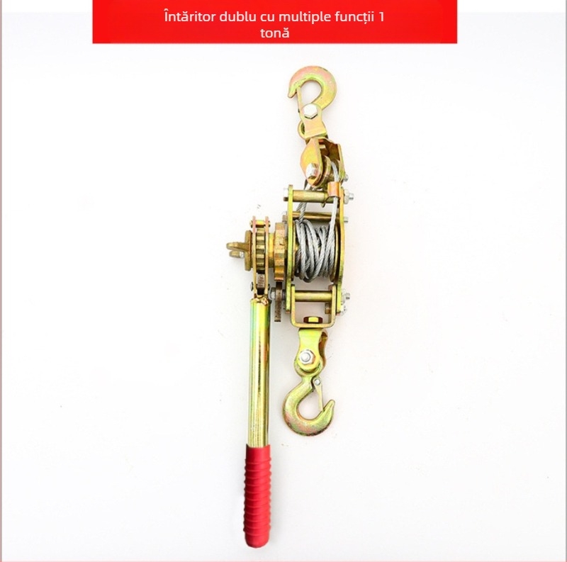 Tensionator pentru cablu din sârmă, manual, capacitate 1–4 t, cu cârlige duble, din oțel carbon