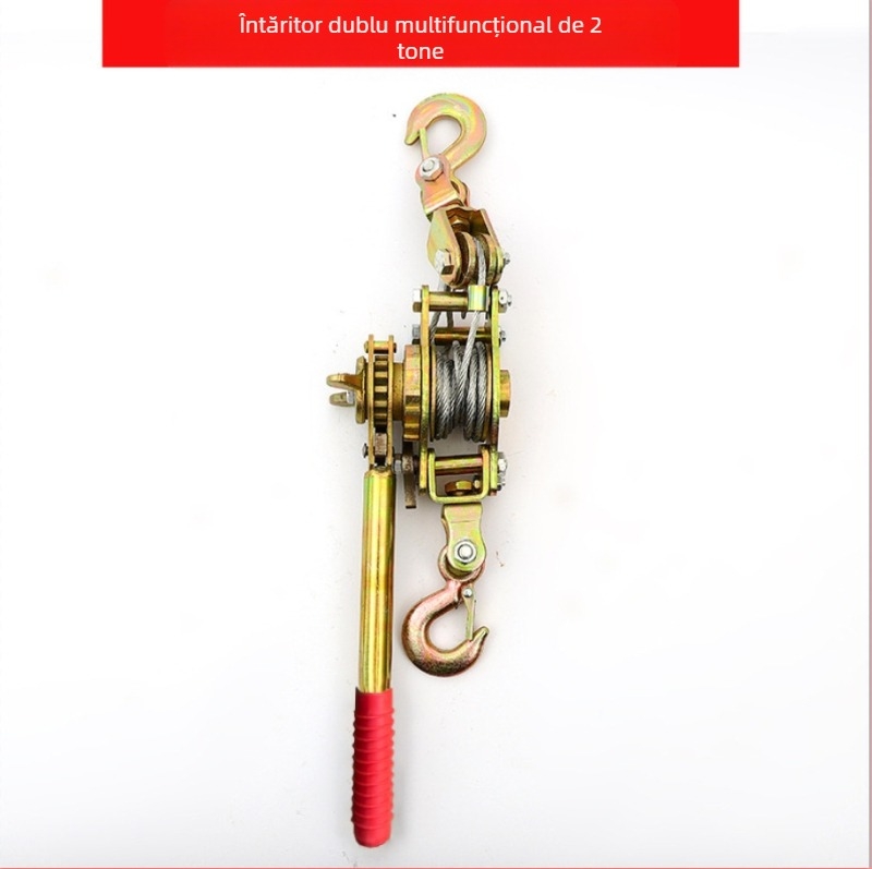 Tensionator pentru cablu din sârmă, manual, capacitate 1–4 t, cu cârlige duble, din oțel carbon