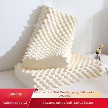 Pernă din latex Sail of the sea, cu formă de dinți de lup, husă tricotată, latex sintetic, conținut latex până la 70%, greutate 1,0–1,5 kg