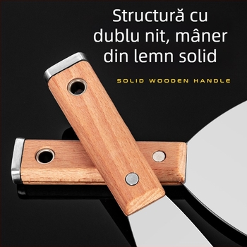Cuțit pentru chit, stil japonez, lamă din oțel inoxidabil cu grosime, mâner din fag, tip lamă plat, pentru decorare casnică și curățarea podelei