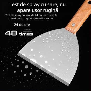 Cuțit pentru chit, stil japonez, lamă din oțel inoxidabil cu grosime, mâner din fag, tip lamă plat, pentru decorare casnică și curățarea podelei