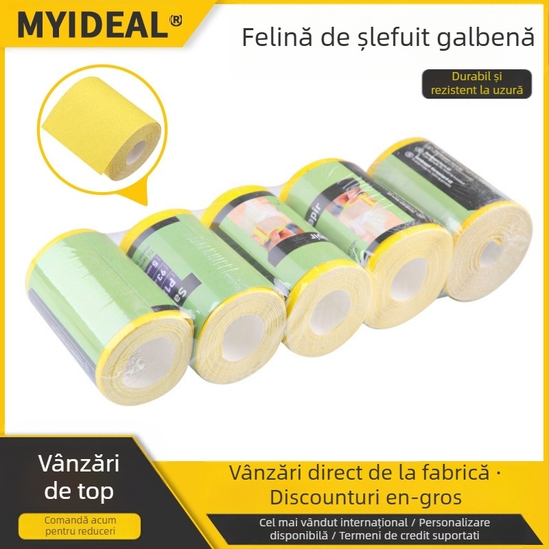 Pingrong rolă de șmirghel cu bază catifelată – pentru lemn, plastic, electronice, hardware, oțel inoxidabil și metale speciale; fără personalizare