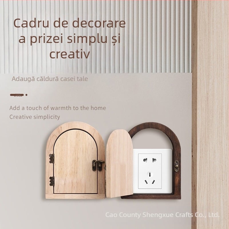 Capac din lemn pentru întrerupător – decor mural în stil autocolant, personalizabil, textură uniformă, stil modern minimalist