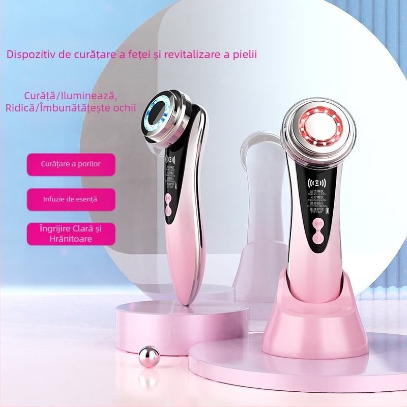 Masaj facial pentru uz casnic cu terapie cu lumină colorată – curățare și rejuvenare a pielii, portabil, baterie încorporată 300–500 mAh