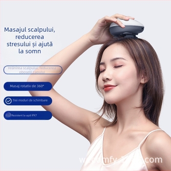 Dispozitiv de masaj pentru umeri, gât și scalp, cu cap impermeabil, alimentare USB, model sCalp mini-T, tehnici: masaj, acupresură, frământare