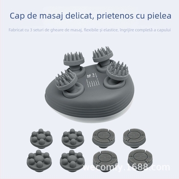 Dispozitiv de masaj pentru umeri, gât și scalp, cu cap impermeabil, alimentare USB, model sCalp mini-T, tehnici: masaj, acupresură, frământare