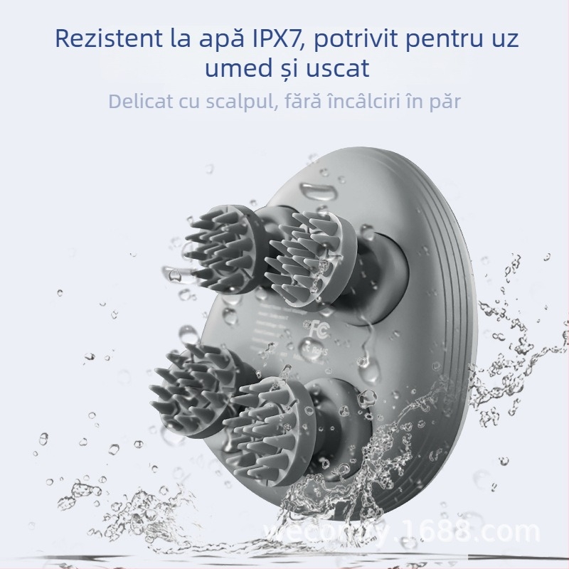 Dispozitiv de masaj pentru umeri, gât și scalp, cu cap impermeabil, alimentare USB, model sCalp mini-T, tehnici: masaj, acupresură, frământare