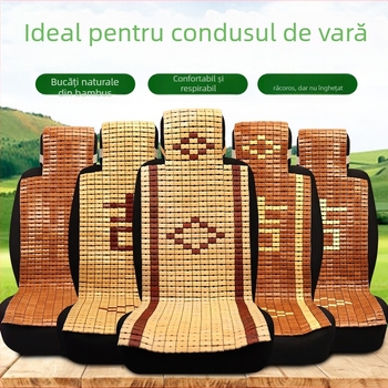 Covoraș de răcire pentru scaun auto, lucrat manual din feliuțe de bambus, pentru scaunele din față, design monolitic