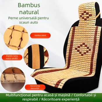 Covoraș de răcire pentru scaun auto, lucrat manual din feliuțe de bambus, pentru scaunele din față, design monolitic