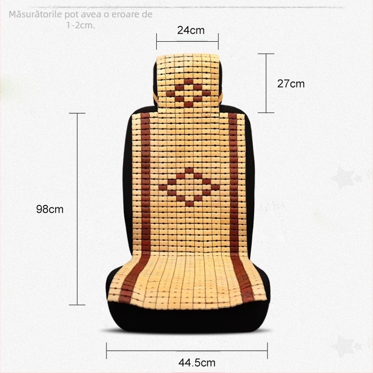 Covoraș de răcire pentru scaun auto, lucrat manual din feliuțe de bambus, pentru scaunele din față, design monolitic