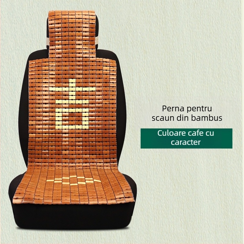 Covoraș de răcire pentru scaun auto, lucrat manual din feliuțe de bambus, pentru scaunele din față, design monolitic