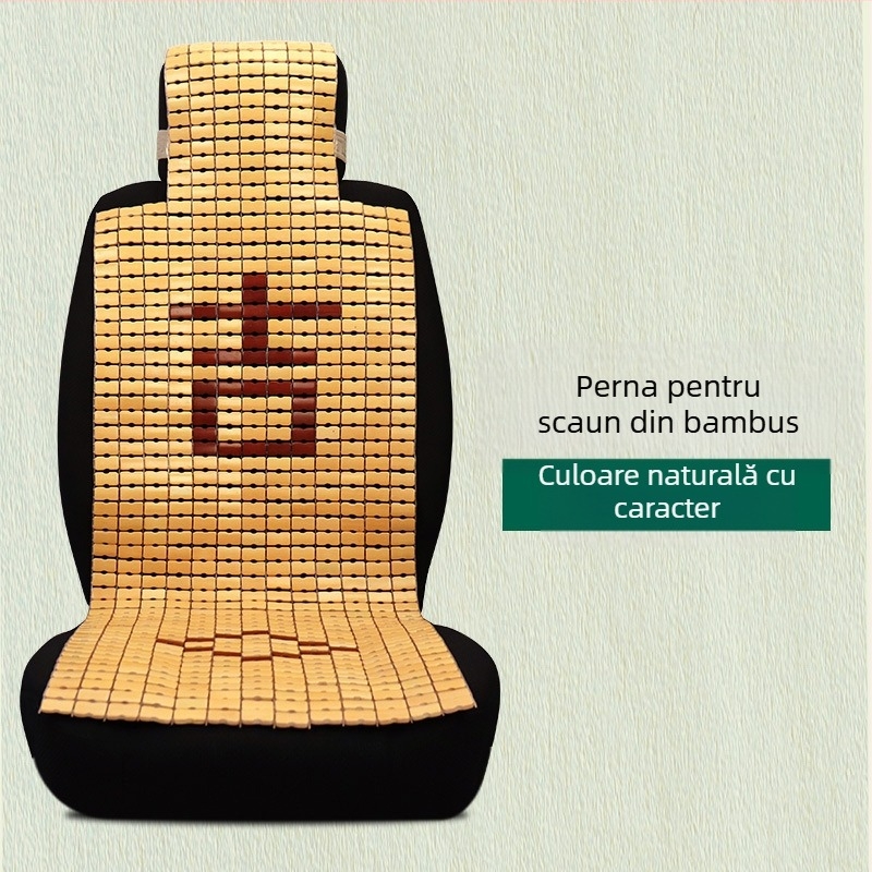 Covoraș de răcire pentru scaun auto, lucrat manual din feliuțe de bambus, pentru scaunele din față, design monolitic