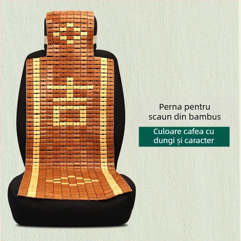 Covoraș de răcire pentru scaun auto, lucrat manual din feliuțe de bambus, pentru scaunele din față, design monolitic