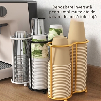 Suport pentru pahare - pliabil, rotativ, de birou, din fier forjat, cu 1 etaj