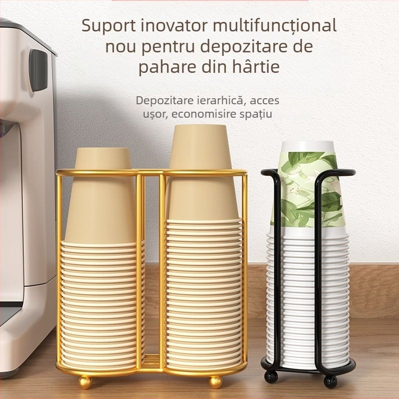 Suport pentru pahare - pliabil, rotativ, de birou, din fier forjat, cu 1 etaj