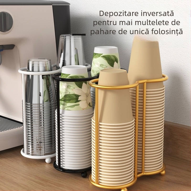 Suport pentru pahare - pliabil, rotativ, de birou, din fier forjat, cu 1 etaj