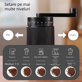 Măcinător de cafea manual cu acționare prin manivelă pentru uz casnic – design modern minimalist, procesare personalizabilă