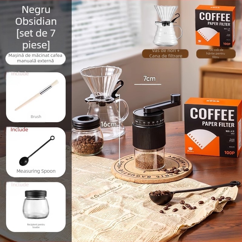 Măcinător de cafea manual cu acționare prin manivelă pentru uz casnic – design modern minimalist, procesare personalizabilă