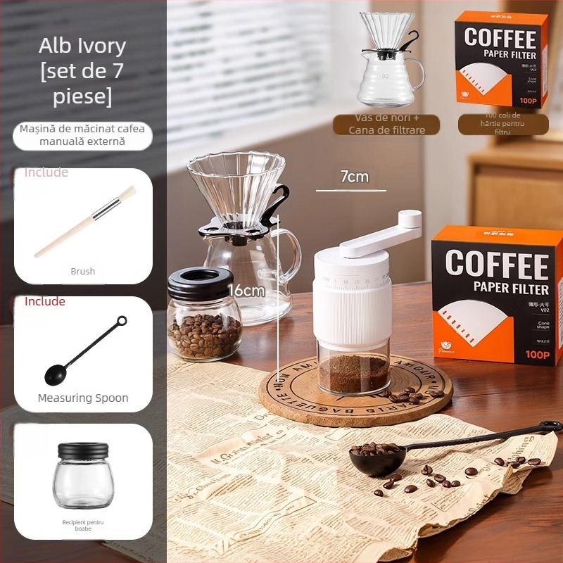 Măcinător de cafea manual cu acționare prin manivelă pentru uz casnic – design modern minimalist, procesare personalizabilă