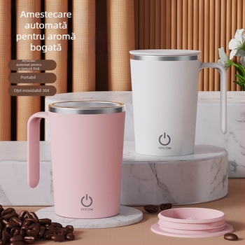 Cană de cafea portabilă cu încărcare USB și amestec automat