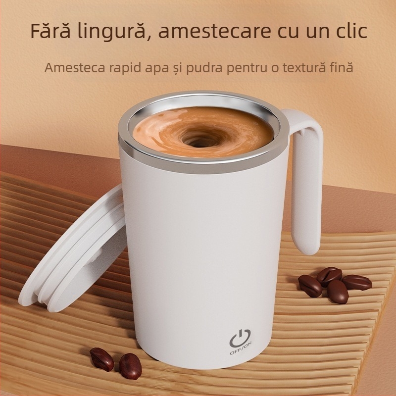 Cană de cafea portabilă cu încărcare USB și amestec automat