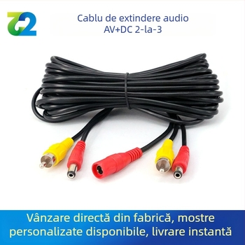 Cablu extindere audio AV/DC pentru mașină, cap Lotus 2 la 3, învelis PVC, certificat ROHS