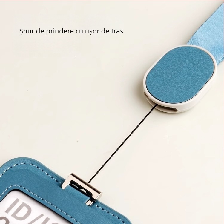 Portcard din piele pentru ID-ul de serviciu, stil modern minimalist