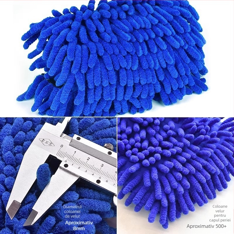 Mănuși de spălat mașină cu chenille pluș și fleece coral, impermeabile, 120 g