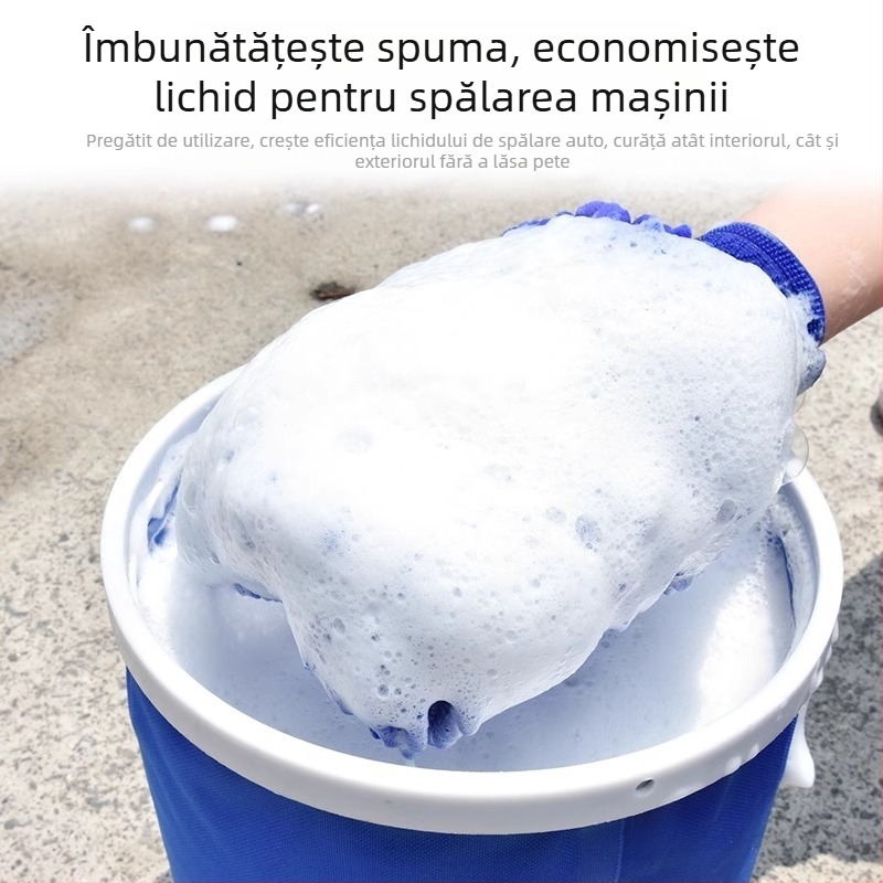 Mănuși de spălat mașină cu chenille pluș și fleece coral, impermeabile, 120 g