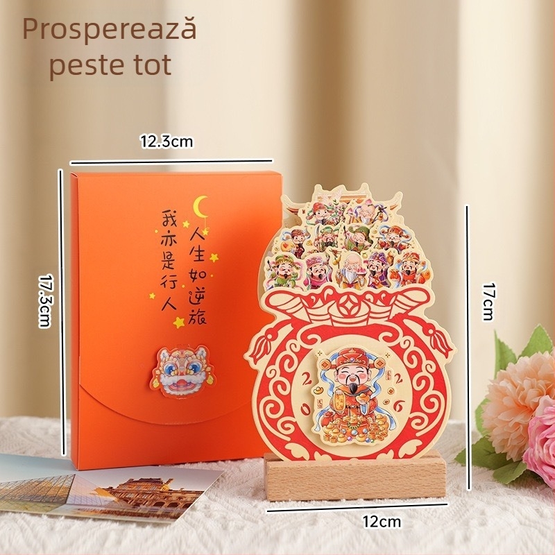 Calendar de birou cu cadru din lemn, calendar mini drăguț și creativ, legare dură, imprimare logo, șablon de design inclus