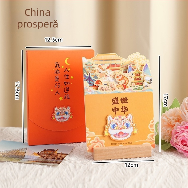 Calendar de birou cu cadru din lemn, calendar mini drăguț și creativ, legare dură, imprimare logo, șablon de design inclus