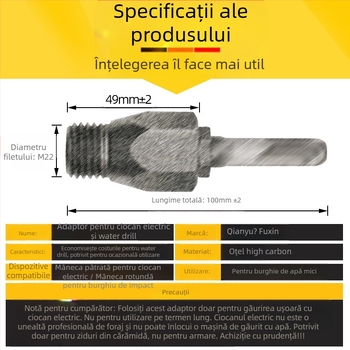 Fu Xin Tijă de conversie pentru rhinestone, cu mâner pătrat, 100 mm lungime, cuplă integrată pentru ciocan electric