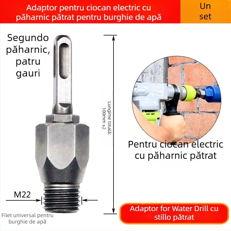 Fu Xin Tijă de conversie pentru rhinestone, cu mâner pătrat, 100 mm lungime, cuplă integrată pentru ciocan electric