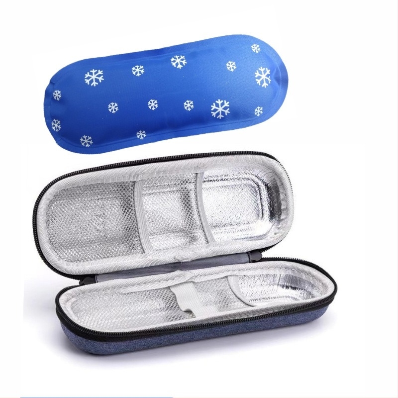 Geantă medicală EVA cu carcasă rigidă și fermoar, impermeabilă pentru refrigerare insulină, model 00165, materiale compozite, încărcare 5 kg, imprimare flexografică, ambalaj 3C pentru electronice