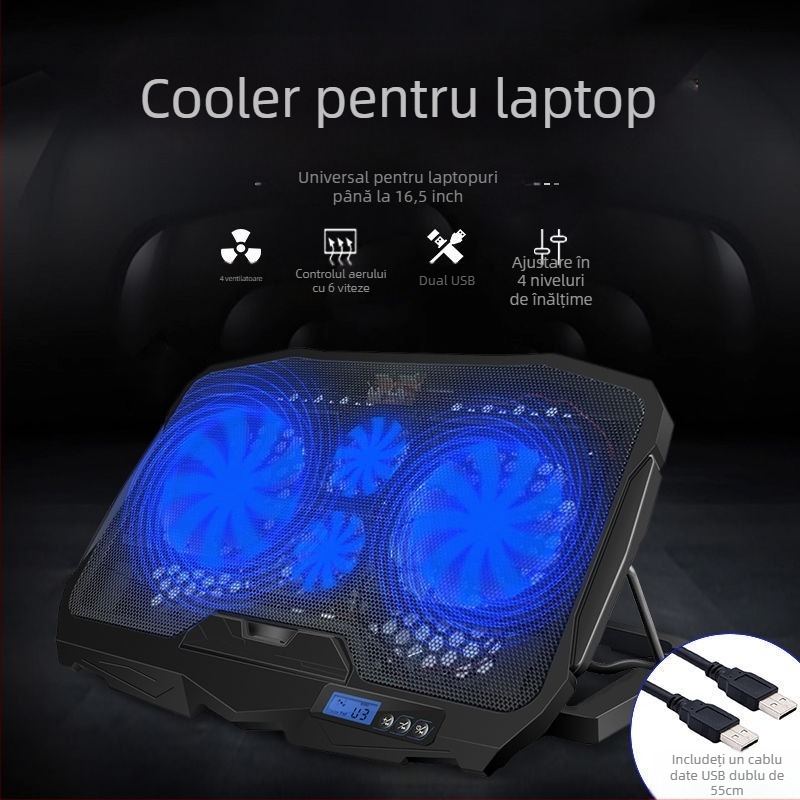 Răcitor pentru notebook N98 cu ventilator reglabil în patru trepte, bază din plastic