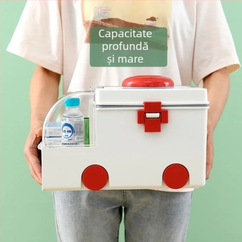 Casetă portabilă pentru medicamente, 8 compartimente, model 0600, plastic