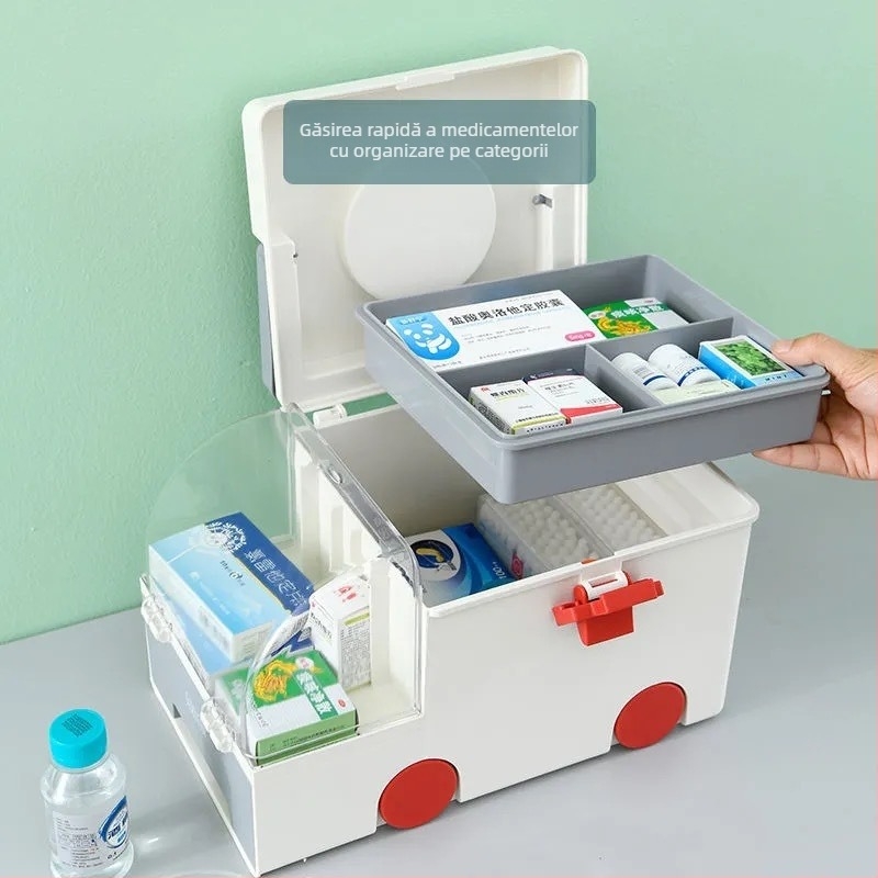 Casetă portabilă pentru medicamente, 8 compartimente, model 0600, plastic