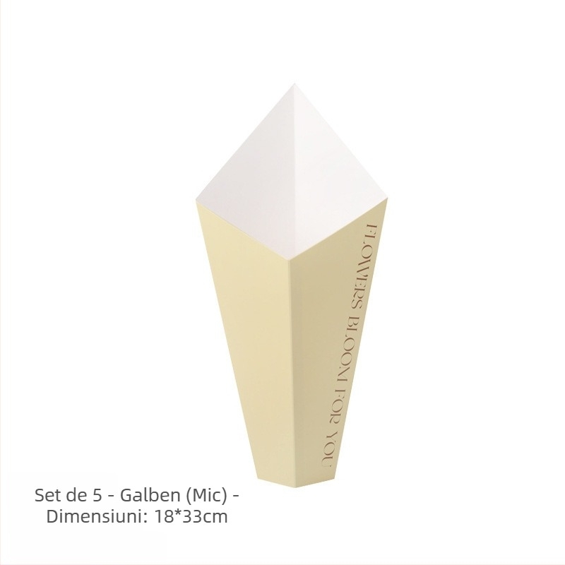 Ambalaj triunghiular pentru buchet – carton, imprimare, destinație: ambalaj cadouri și flori, model: hârtie, tip ambalaj: pungă Opp, 5 buc./ambalaj, Ziua Îndrăgostiților