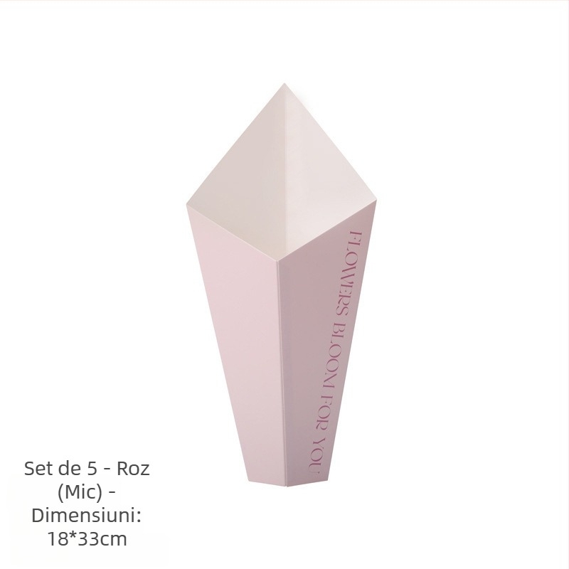 Ambalaj triunghiular pentru buchet – carton, imprimare, destinație: ambalaj cadouri și flori, model: hârtie, tip ambalaj: pungă Opp, 5 buc./ambalaj, Ziua Îndrăgostiților