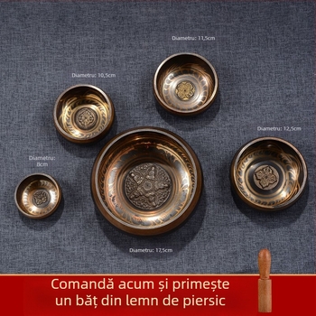 Vas budist de sunet pentru recitarea sutrelor și terapie prin sunet — vas de meditație din bronz, brand Yidian auspicious color