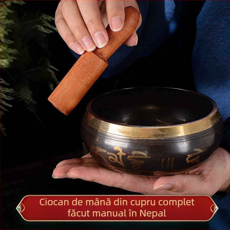 Vas budist de sunet pentru recitarea sutrelor și terapie prin sunet — vas de meditație din bronz, brand Yidian auspicious color